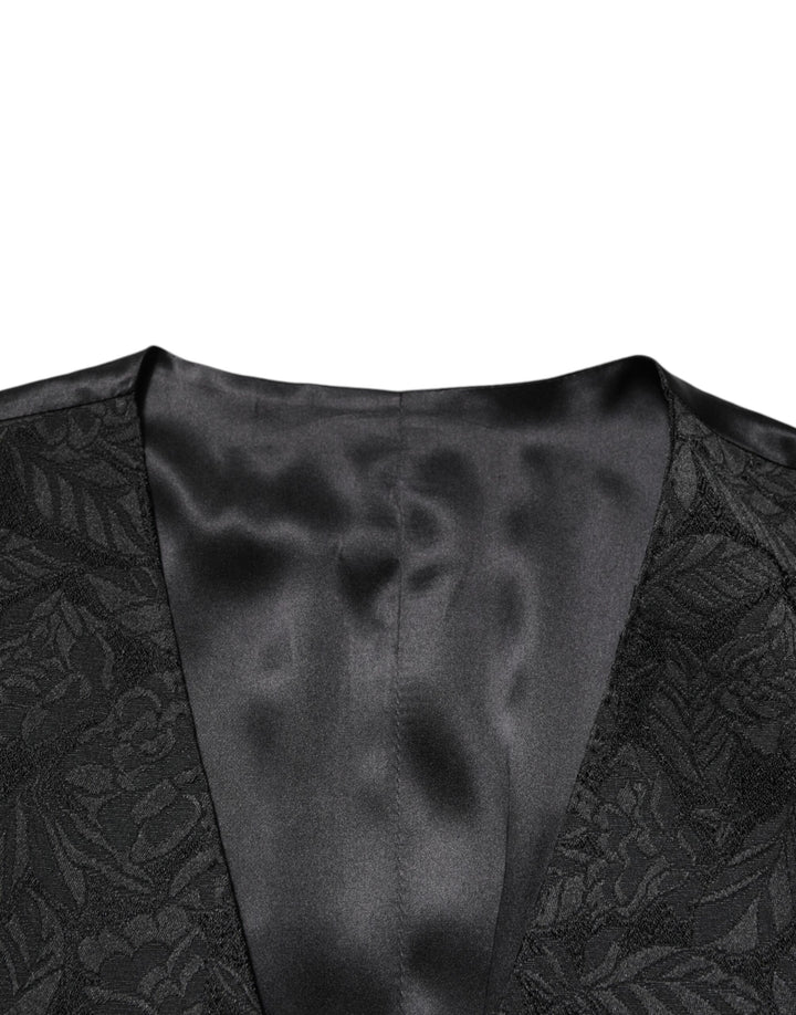 Dolce & Gabbana Black 3 Piece Brocade Jacquard Suit MARTINI