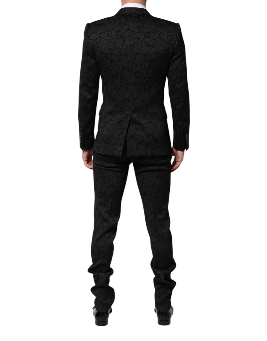 Black 3 Piece Brocade Jacquard Suit MARTINI