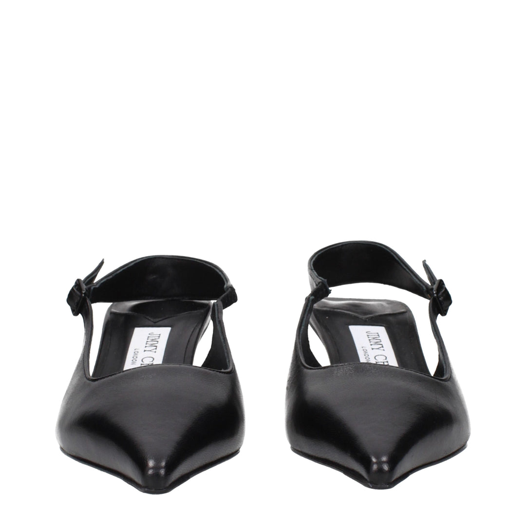 Black Leather Flat Sandals