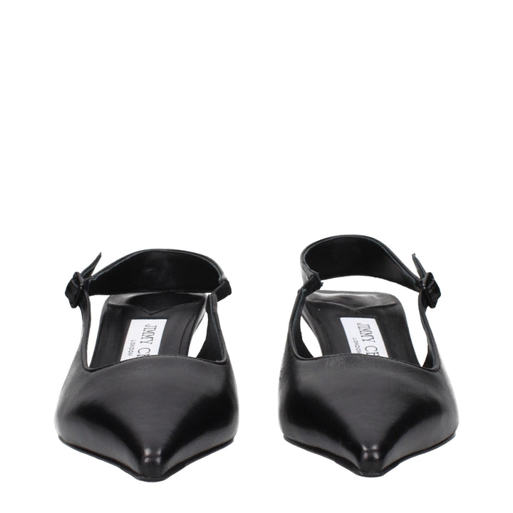 Black Leather Flat Sandals