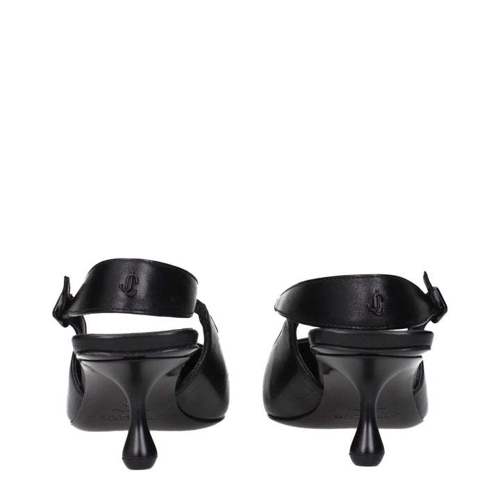 Black Leather Flat Sandals