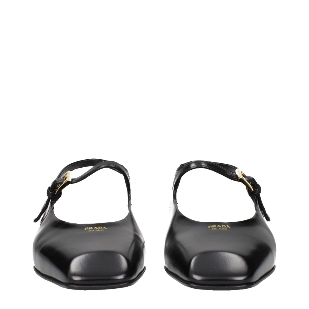 Black Leather Flat Sandals