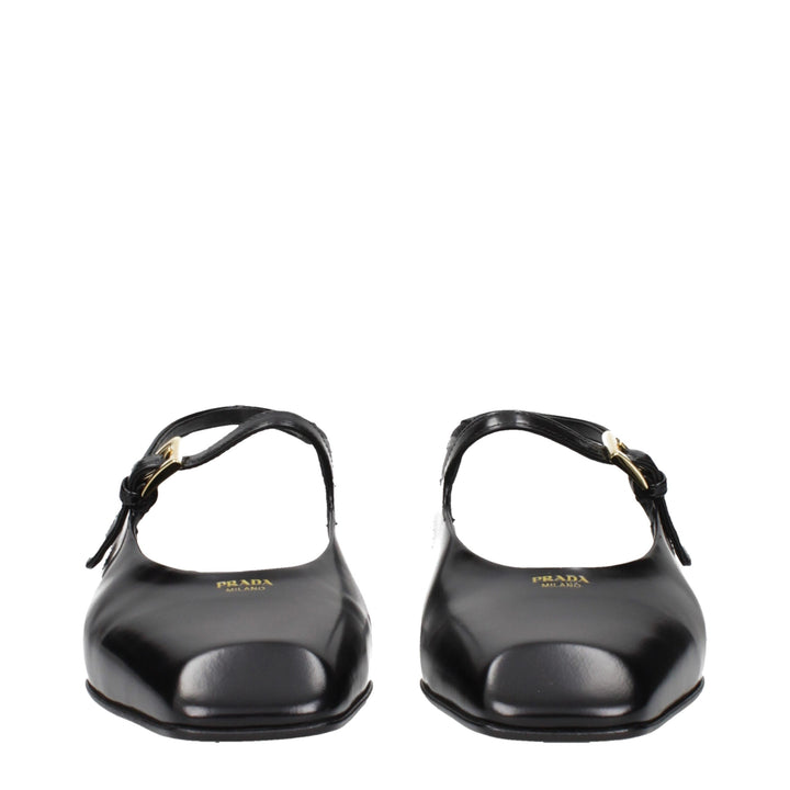 Black Leather Flat Sandals