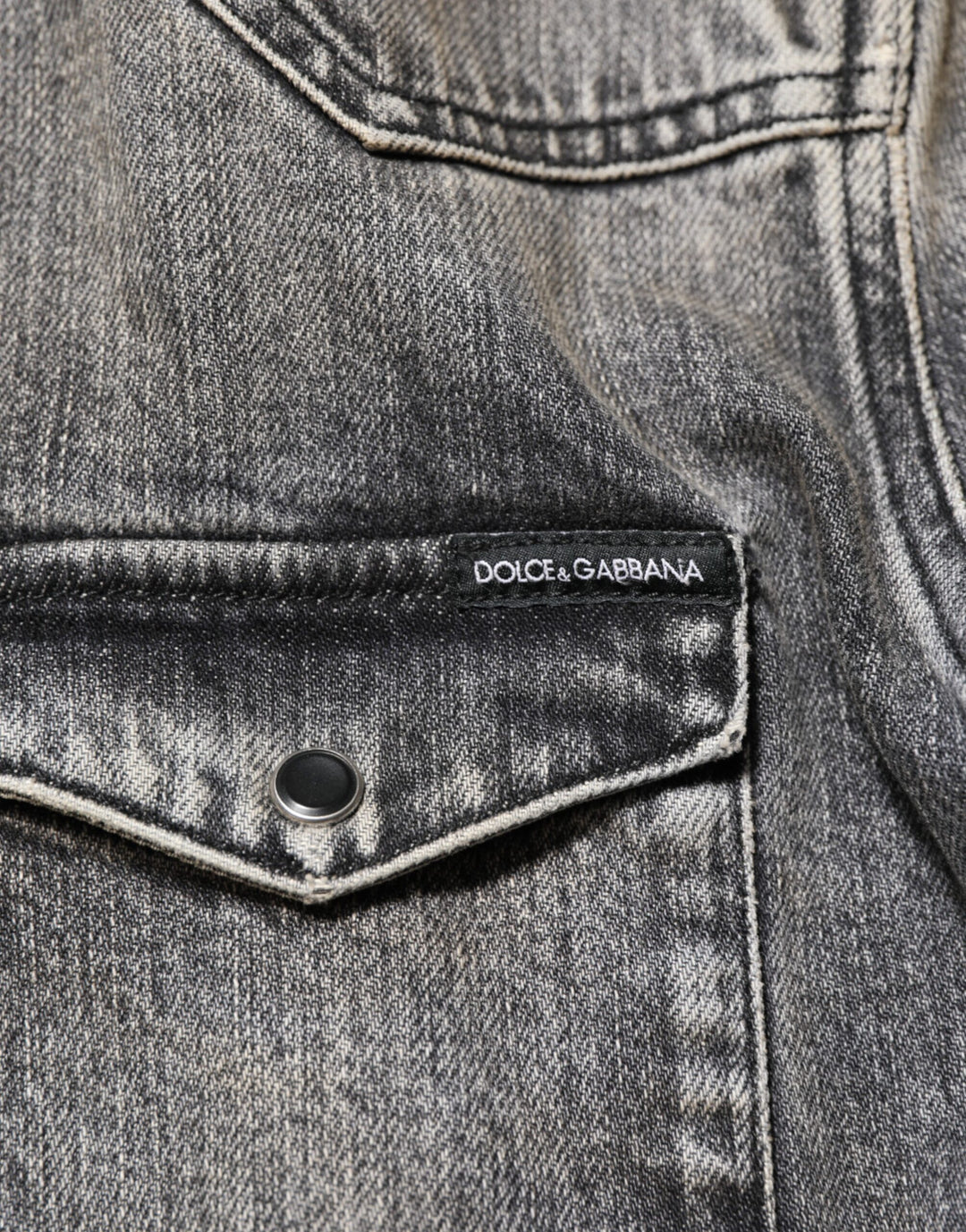 Black Washed Cotton Snap Long Sleeve Casual Shirt