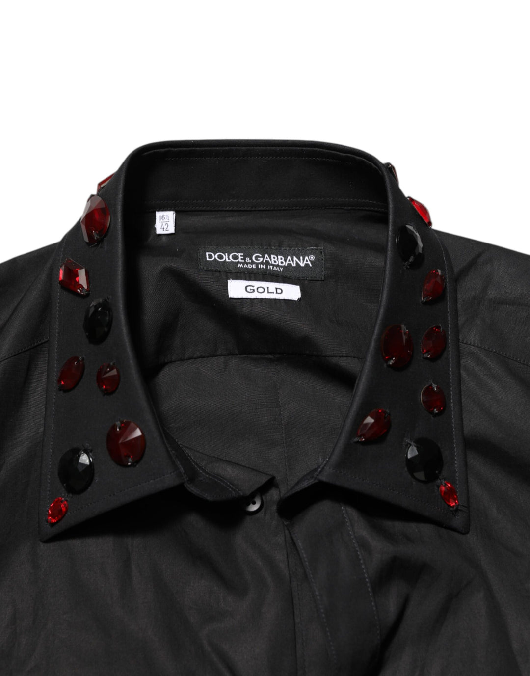 Black Cotton Embellished Collar Men’s Shirt