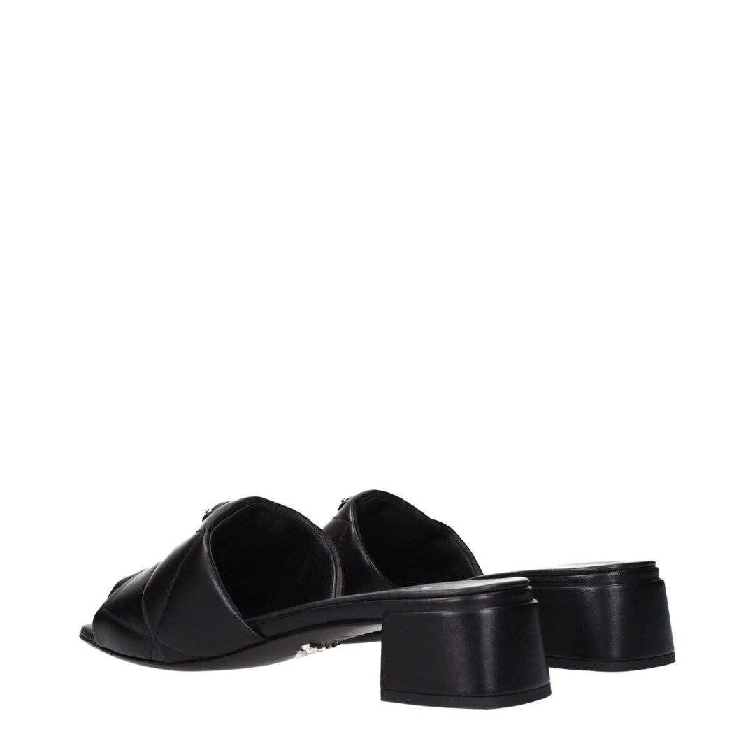 Black Leather Flat Sandals