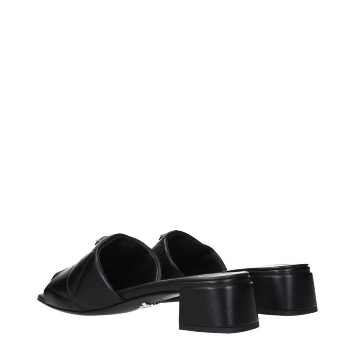 Black Leather Flat Sandals