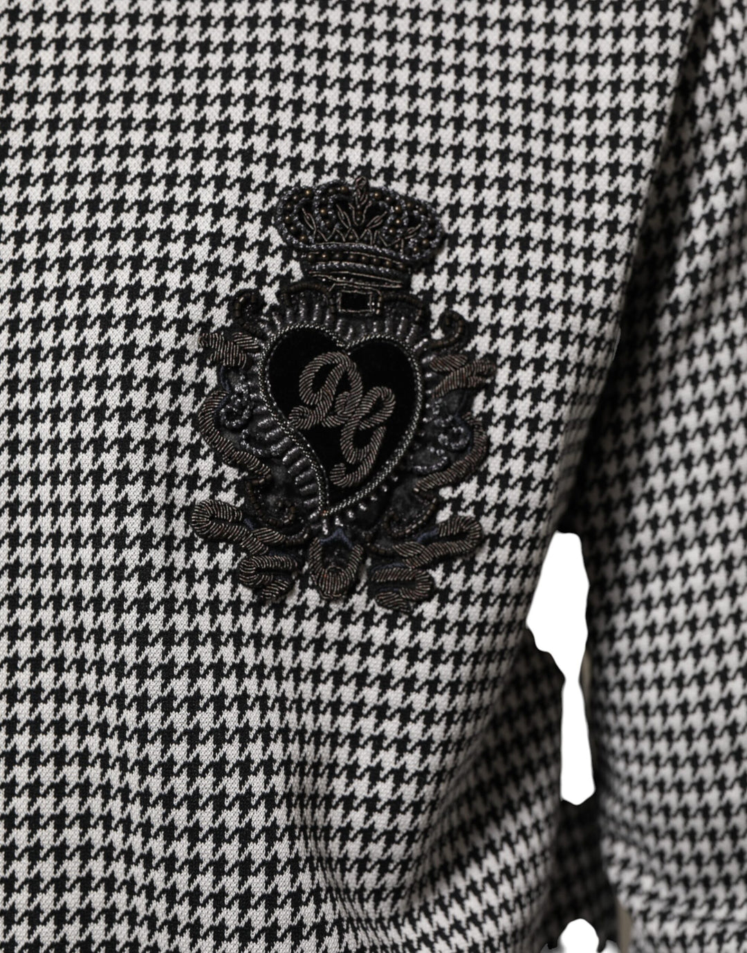 Black White Houndstooth Wool Crest Jacket Sweater