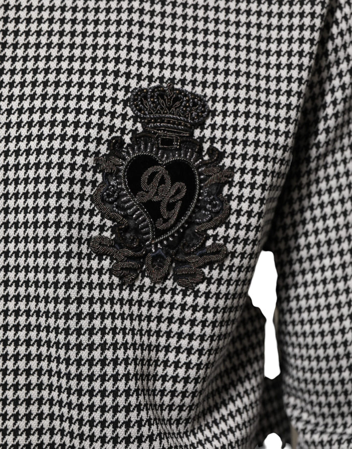 Black White Houndstooth Wool Crest Jacket Sweater