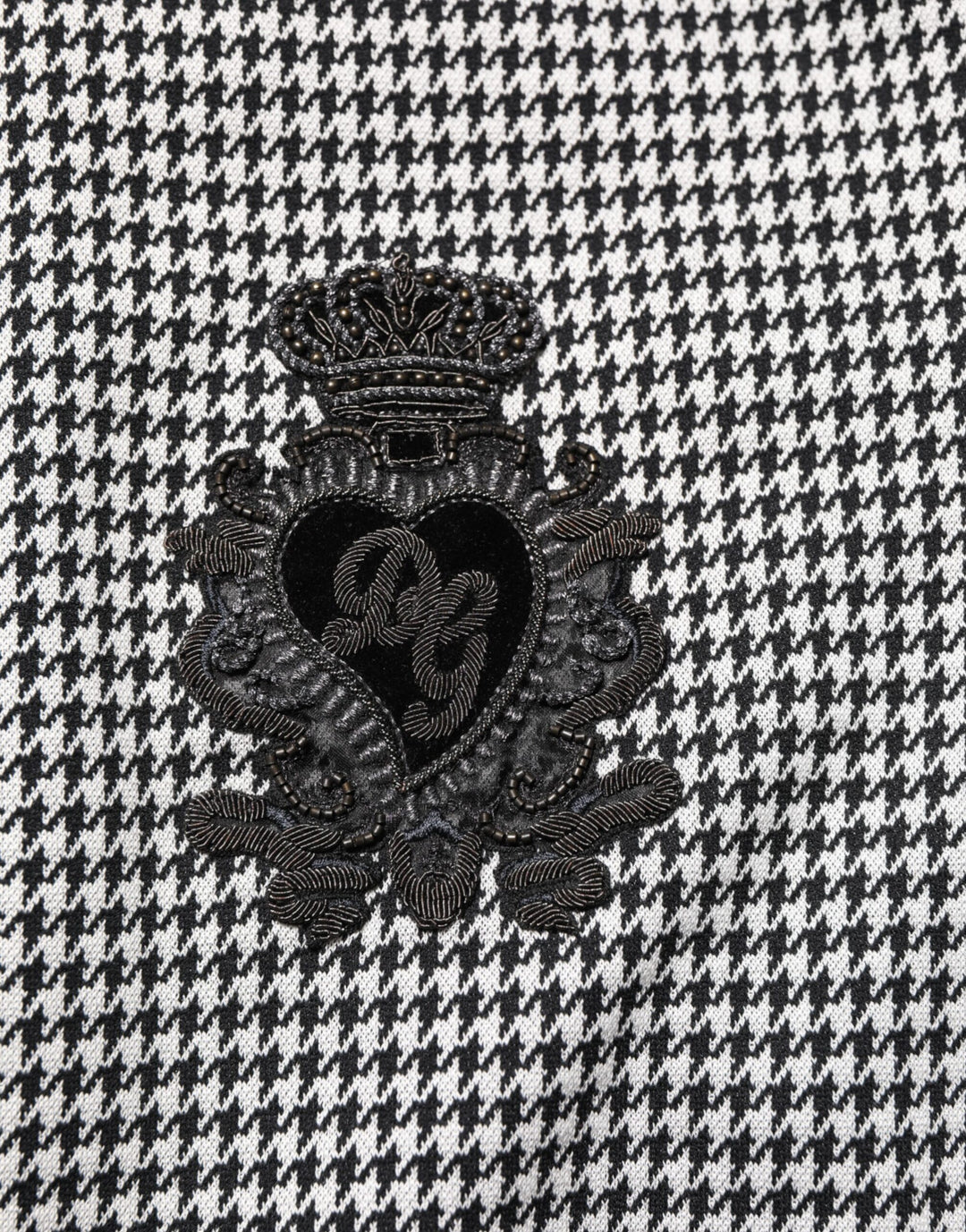 Black White Houndstooth Wool Crest Jacket Sweater