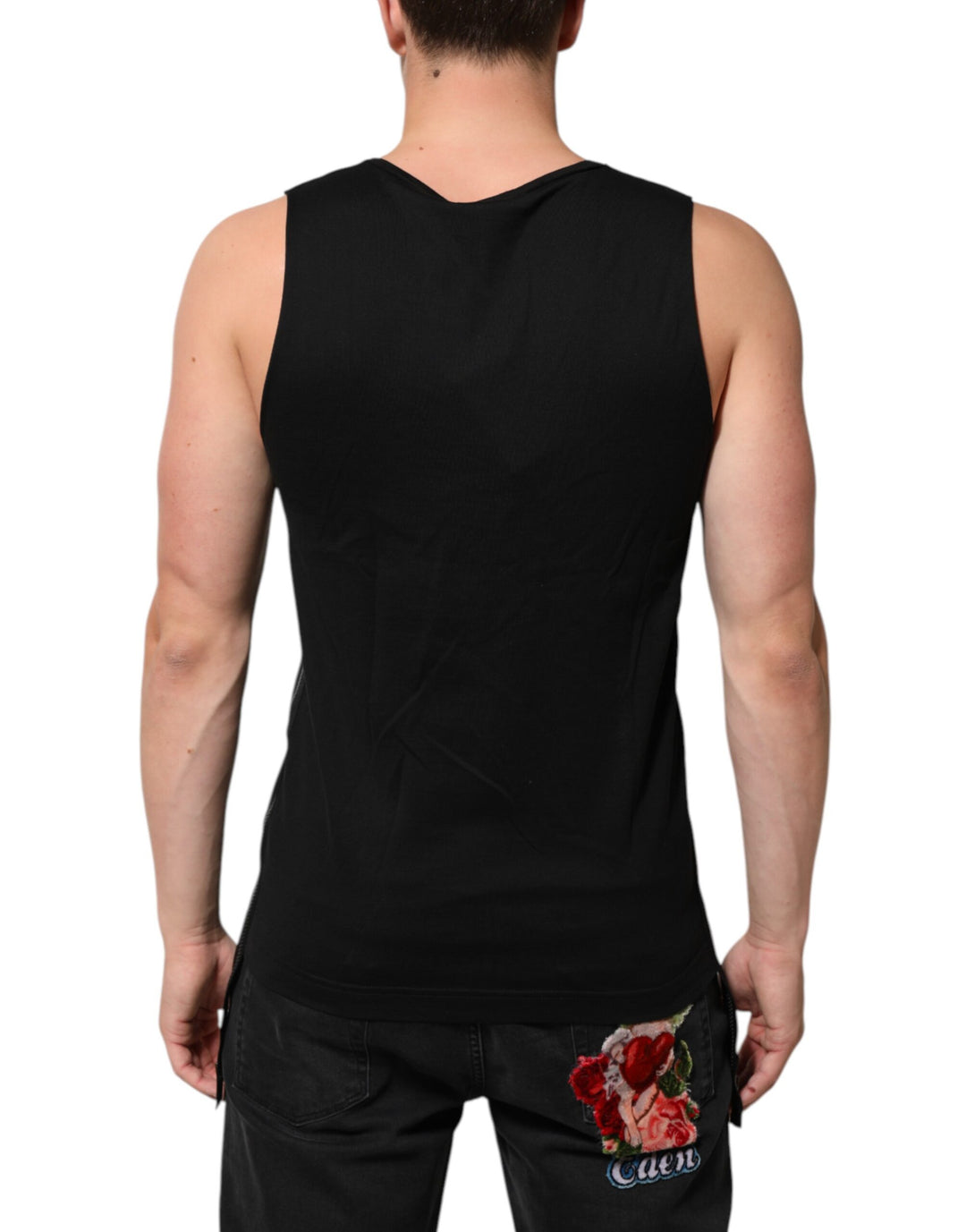 Black Cotton Sleeveless Tank Top DG Logo Men T-shirt