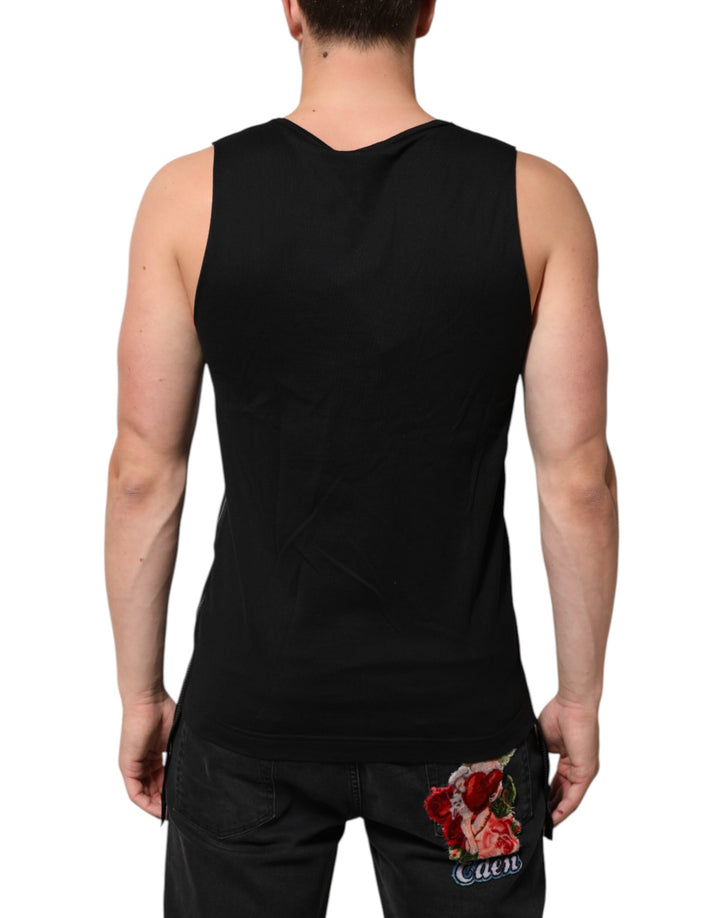Black Cotton Sleeveless Tank Top DG Logo Men T-shirt