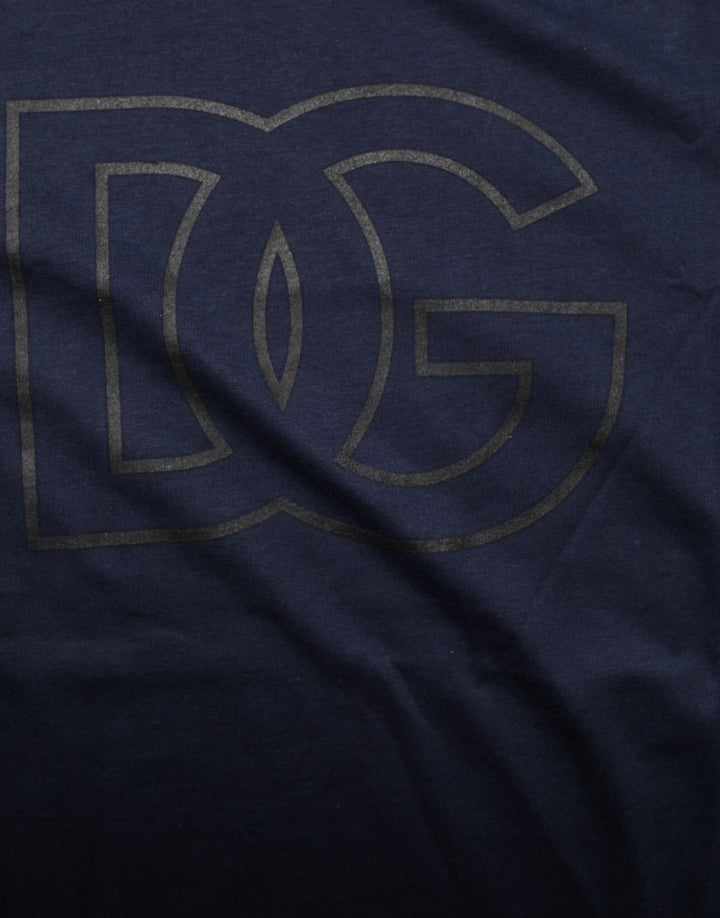 Dolce & Gabbana Dark Blue Cotton DG Logo Print Men’s Top T-shirt