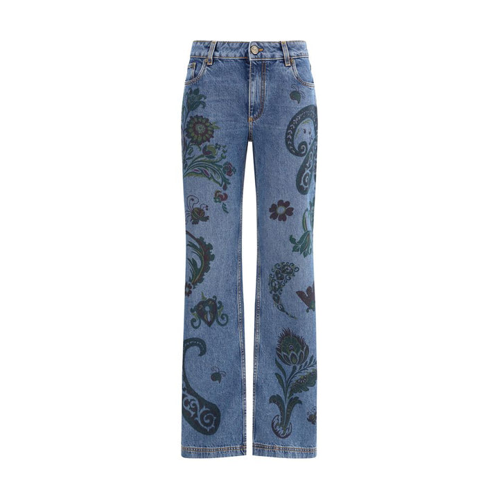 Flower and bee print flare Jeans