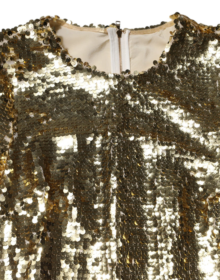 Gold Sequin Long Sleeve Mini Dress