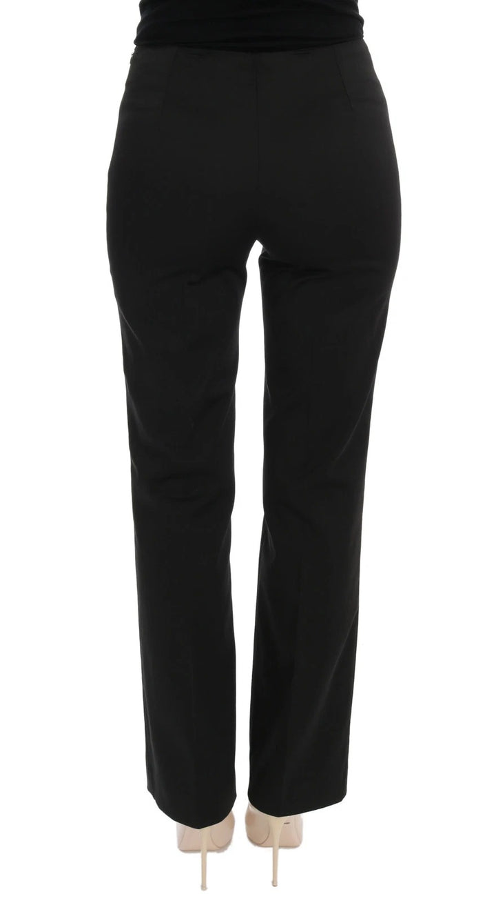 Black Stretch Straight Fit Dress Trousers Pants