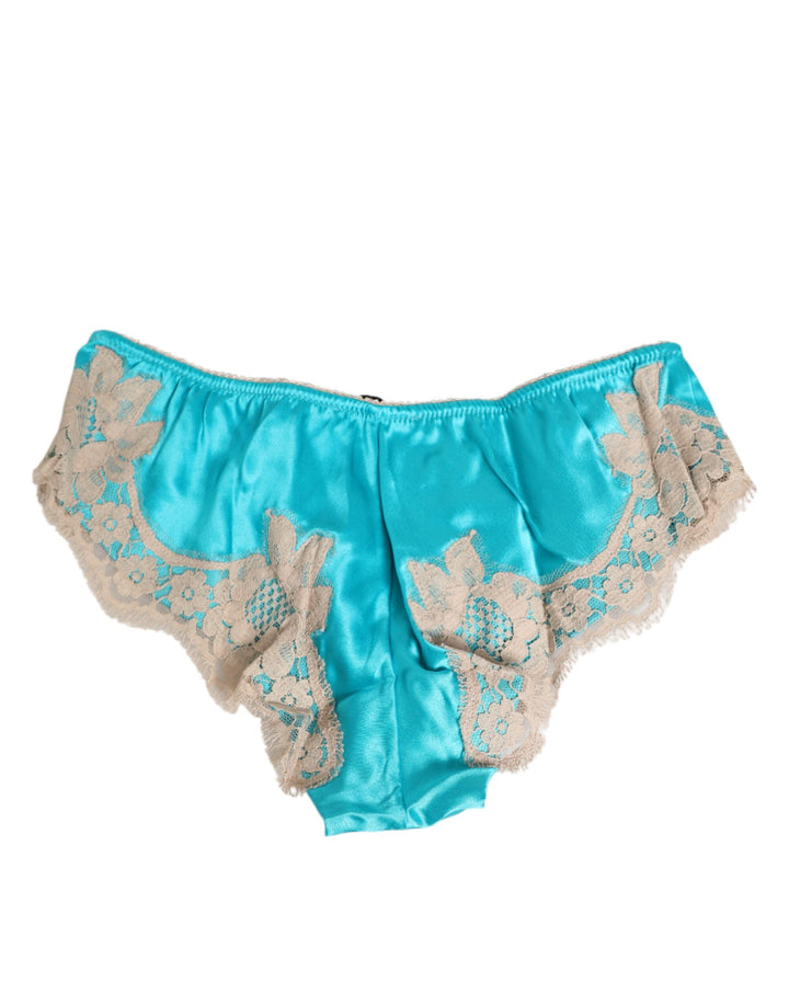Blue Silk Satin Lace Trim New Slip Underwear