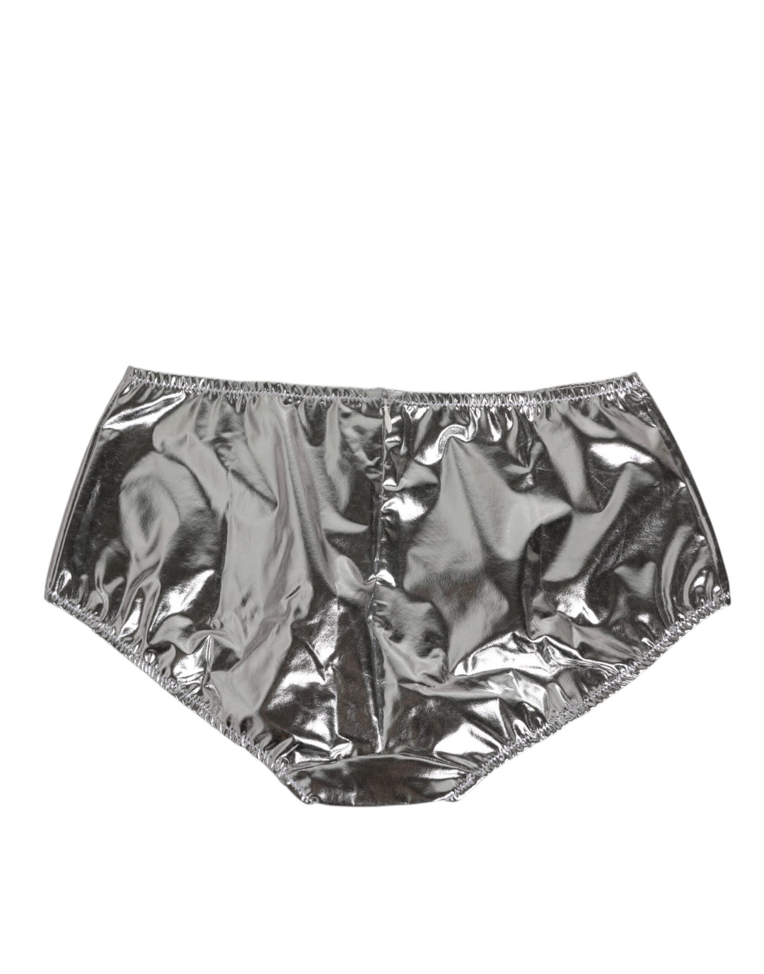 Silver Metallic High Waist Bikini Bottom Women  Underwear