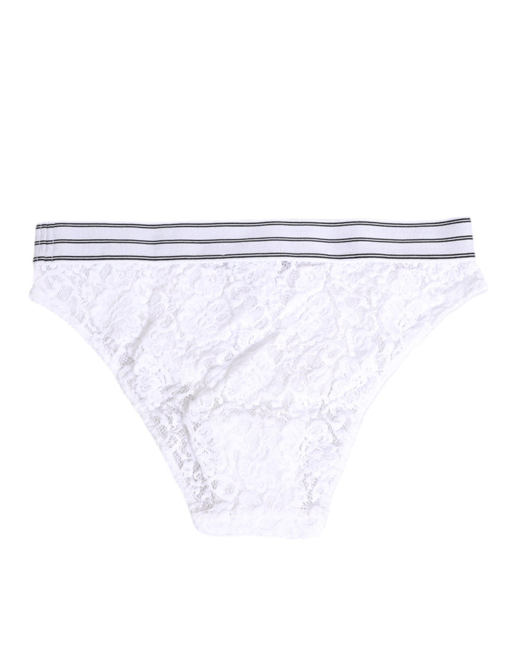 White Lace Slip Brief Logo Waistband Underwear