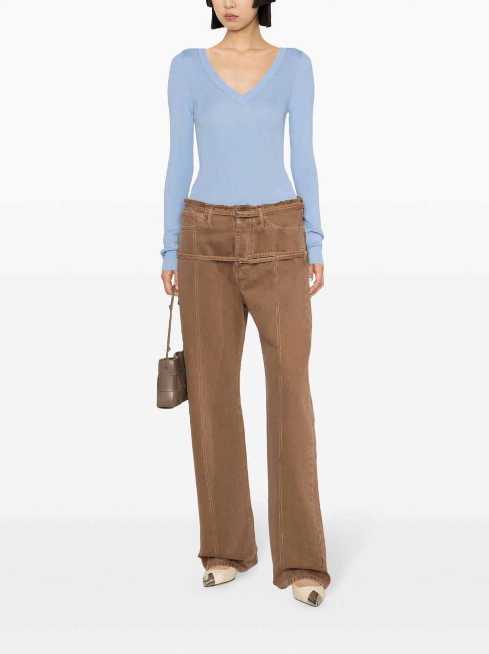 V-neck ribbed-knit top-10