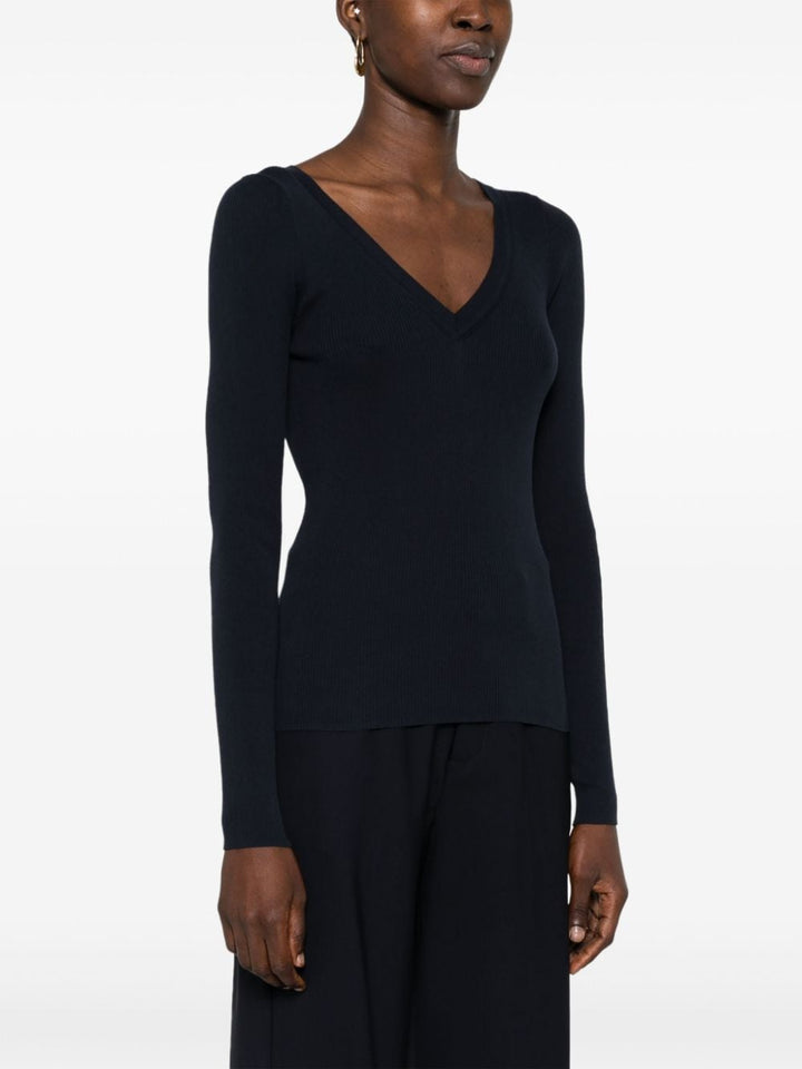V-neck ribbed-knit top-13