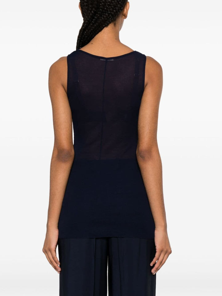 U-neck semi-sheer tank top-5