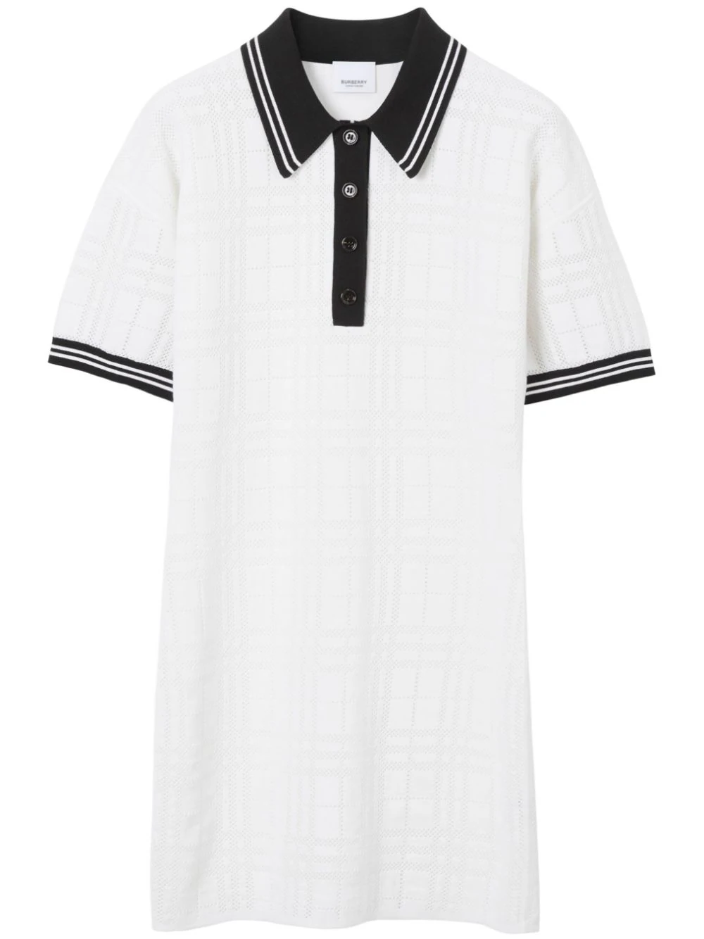 Burberry check stripe-trim polo dress-0