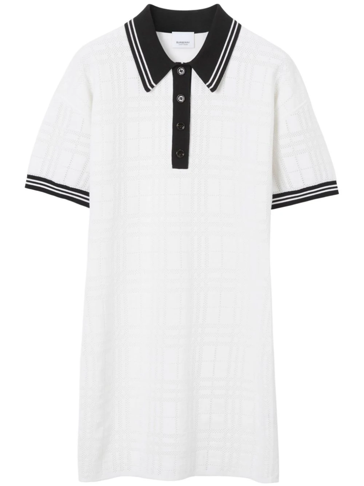 Burberry check stripe-trim polo dress-0