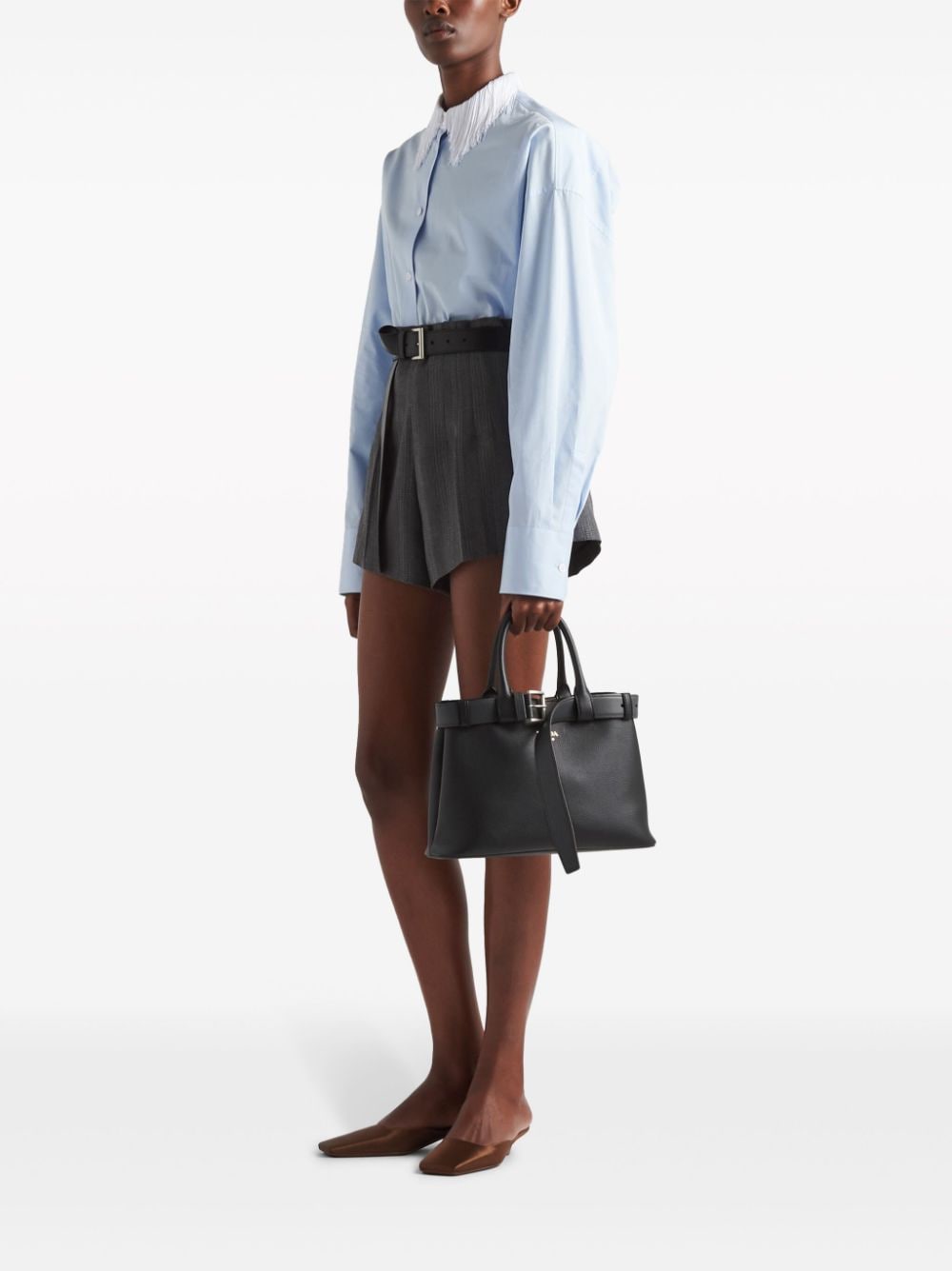 medium belted leather handbag-1