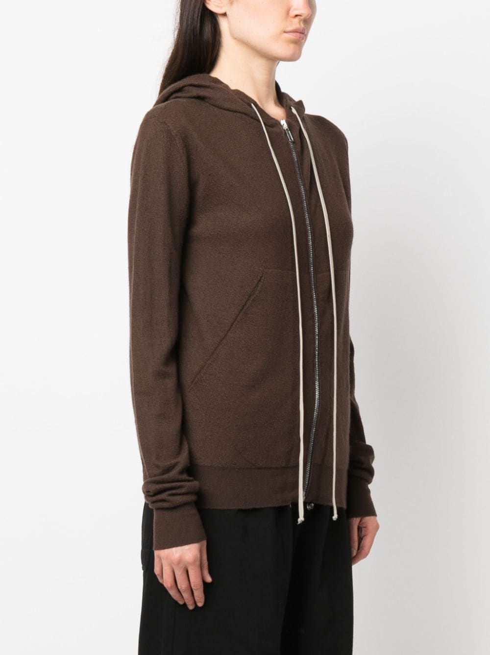 RICK OWENS zip-up cashmere hoodie-3