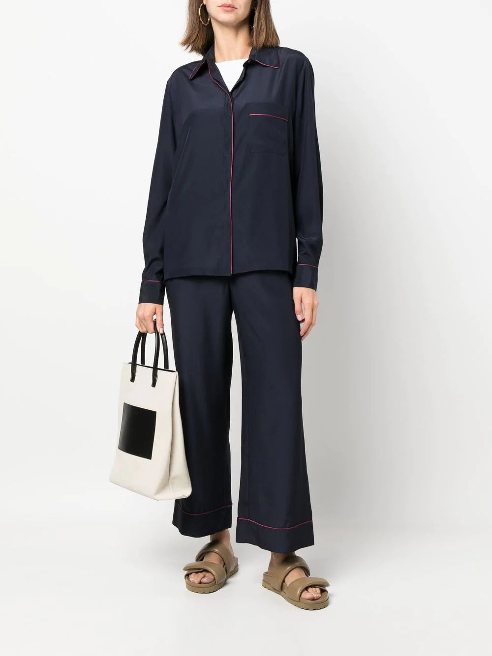 PAROSH straight-leg cropped trousers-1