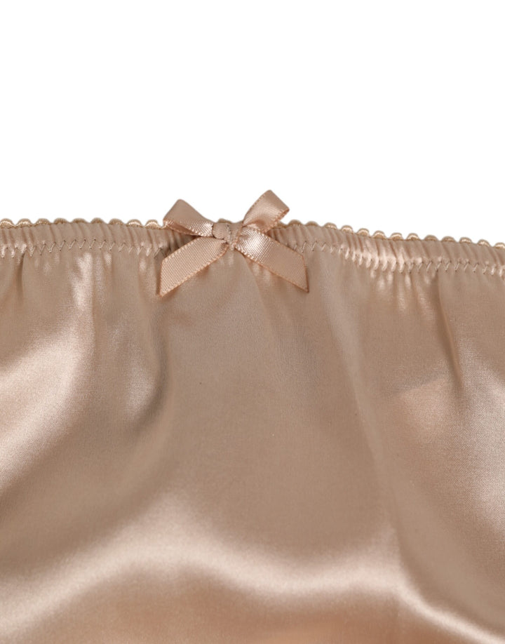 Rosy Beige Silk Satin Lace Trim Panty Underwear