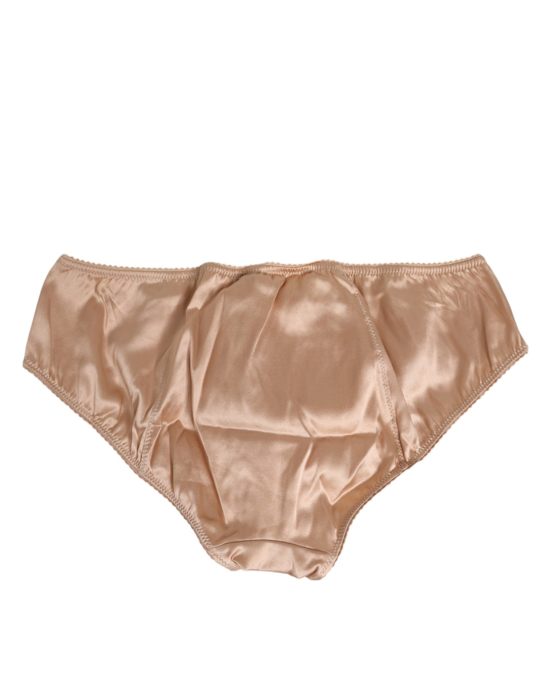 Nude Beige Silk Satin Bow Lace Trim Underwear