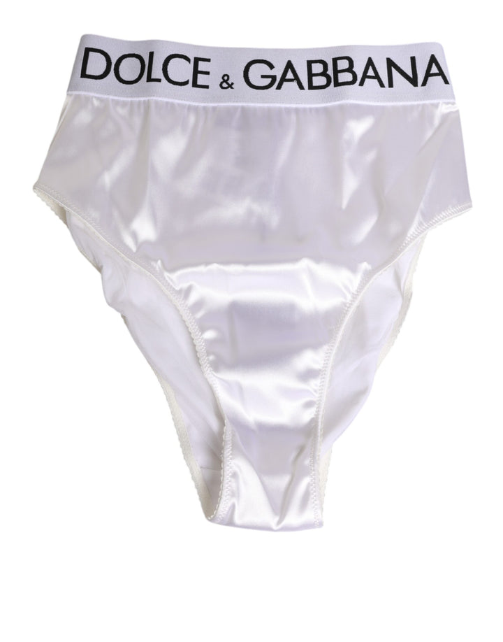 White Satin High-Waist Brief Logo Women Underwear