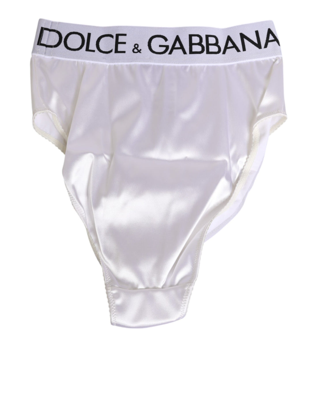 White Satin High-Waist Brief Logo Women Underwear