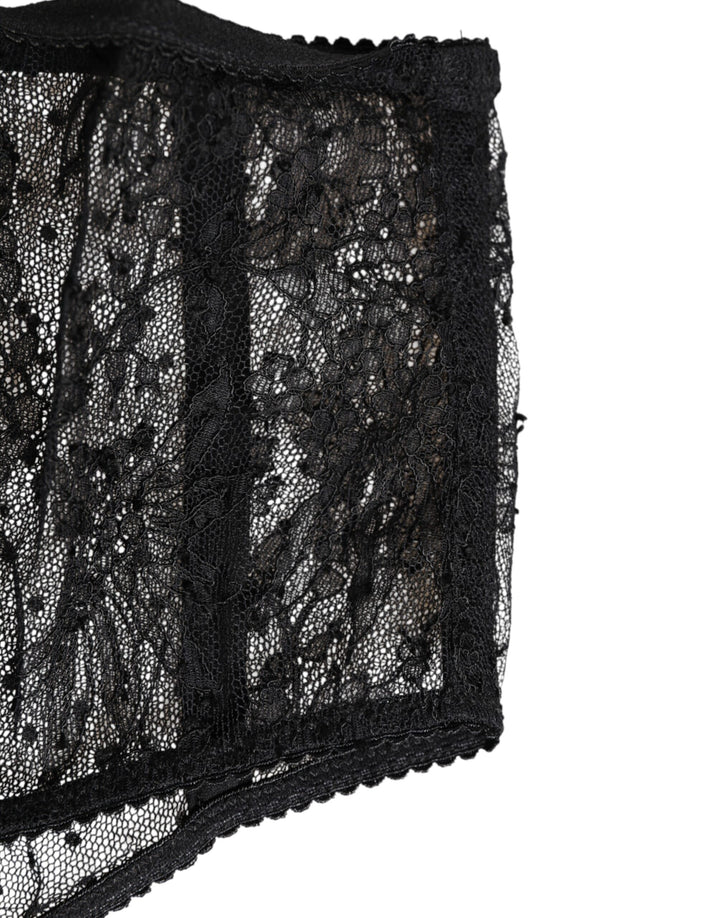 Black Lace Polka Dot Mesh High Waist Underwear