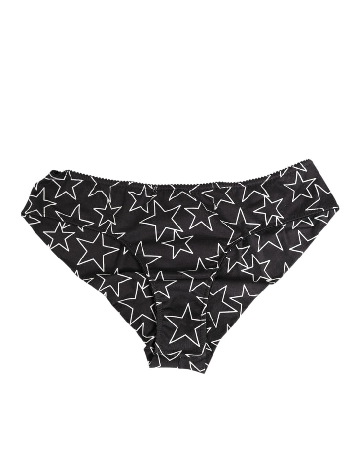 Black White Star Print Cotton Slip Panty Underwear