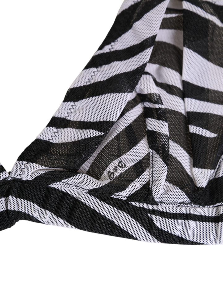 Black White Zebra Print Sheer Mesh Bralette Underwear