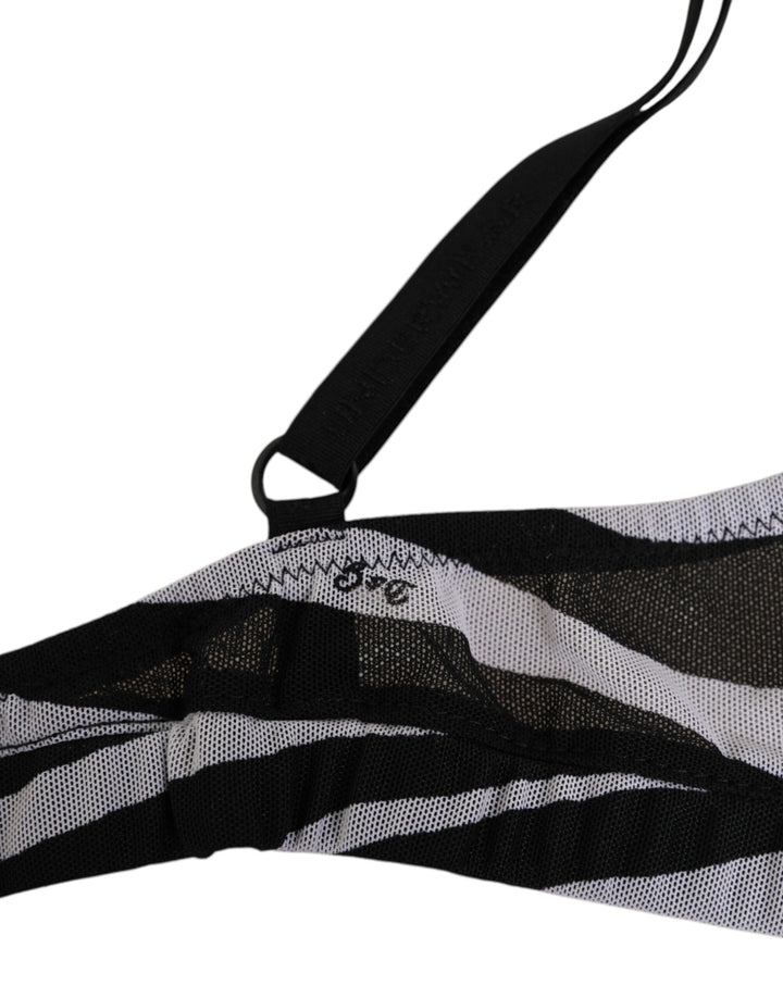 Black White Zebra Print Sheer Mesh Bralette Underwear