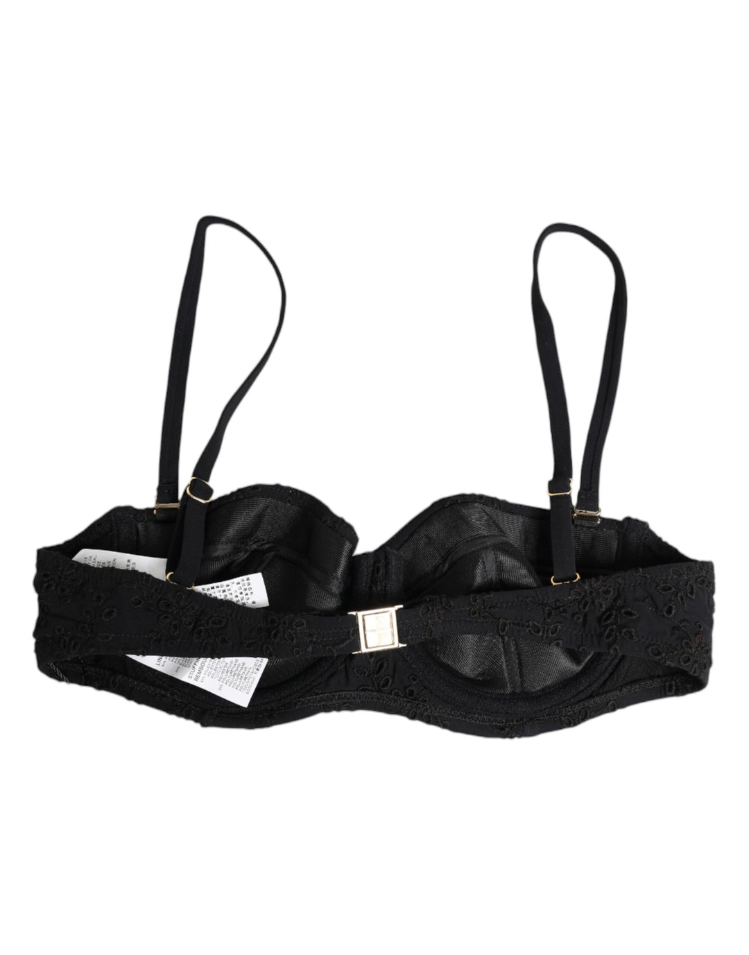 Black Polyester Embroidered Underwire Bra Underwear