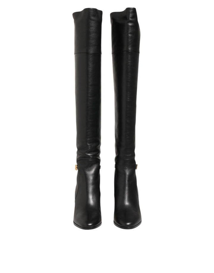Black Leather Over-The-Knee DG Boots  Shoes