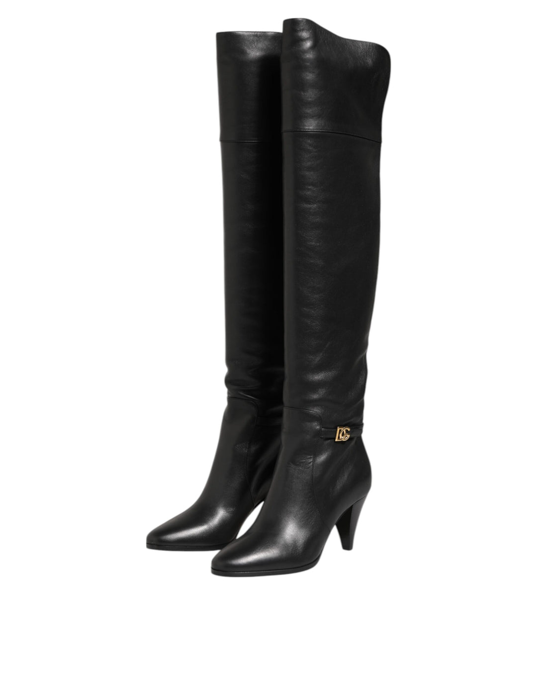 Black Leather Over-The-Knee DG Boots  Shoes