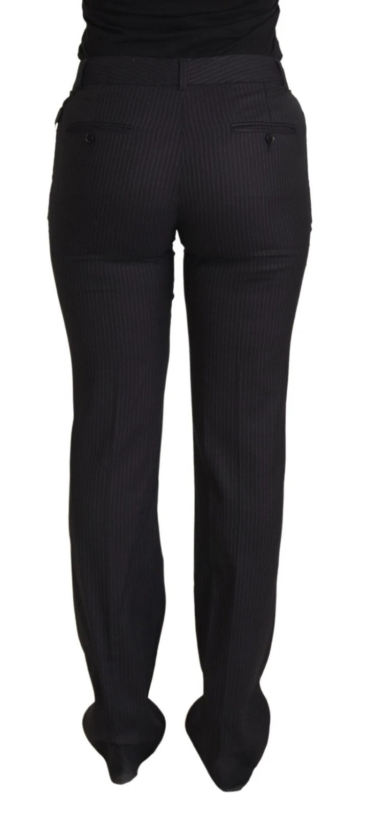Black Stripes Mid Waist Trouser Pants