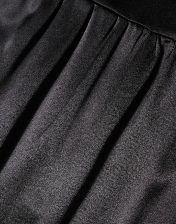 Black Silk Blend Lace Trim Sleeveless Mini Dress