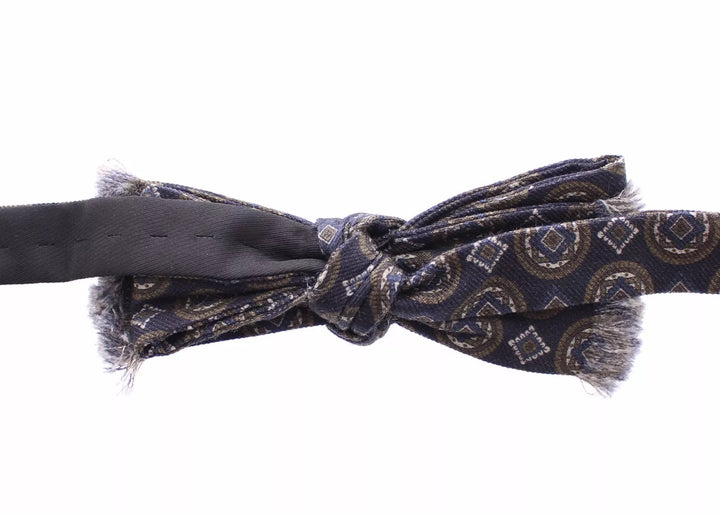 Blue Silk Baroque Fantasi Tied Bow Tie Papillon