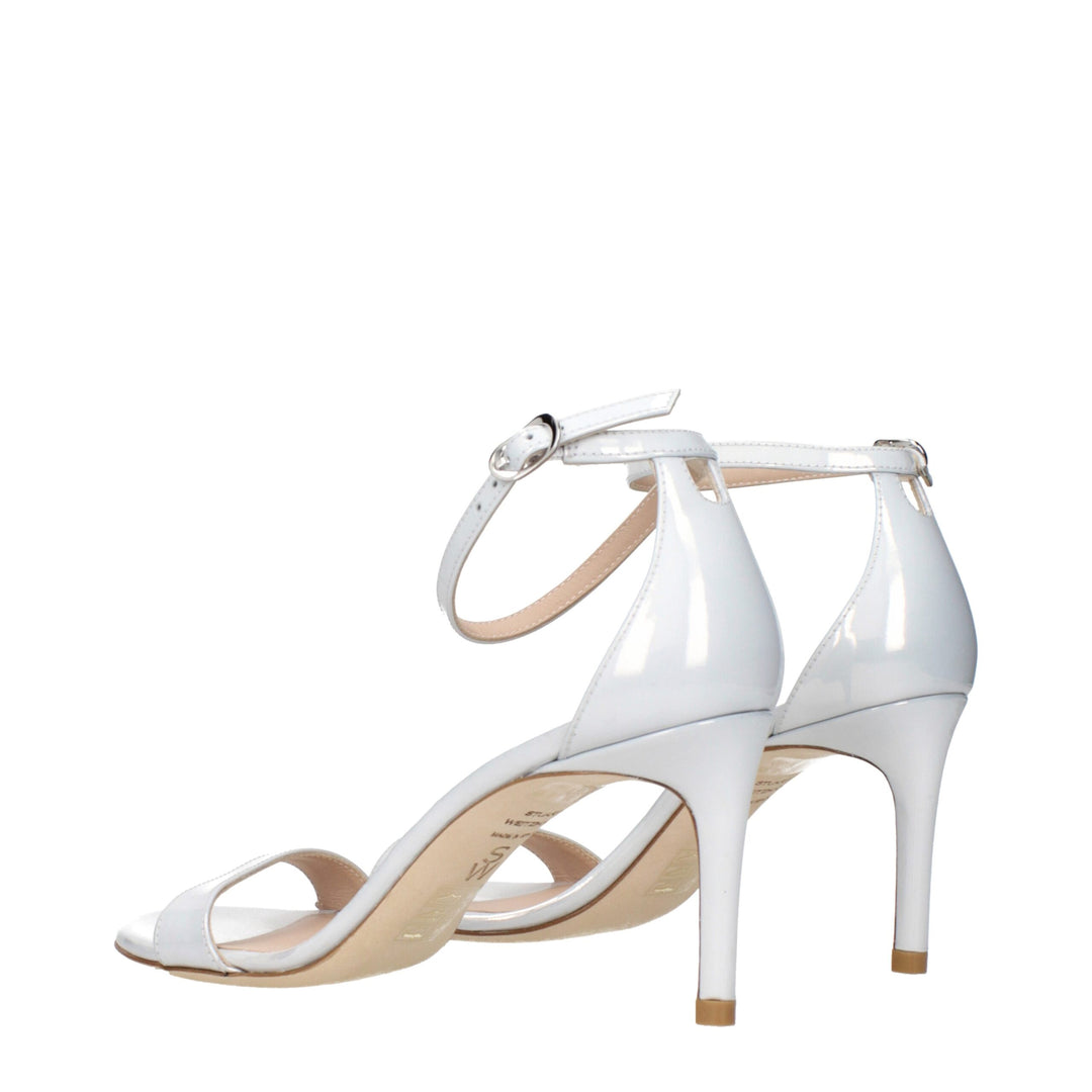 White Leather Stiletto Heels Sandals