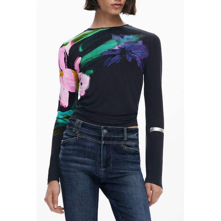 Black Elastane Tops & T-Shirt