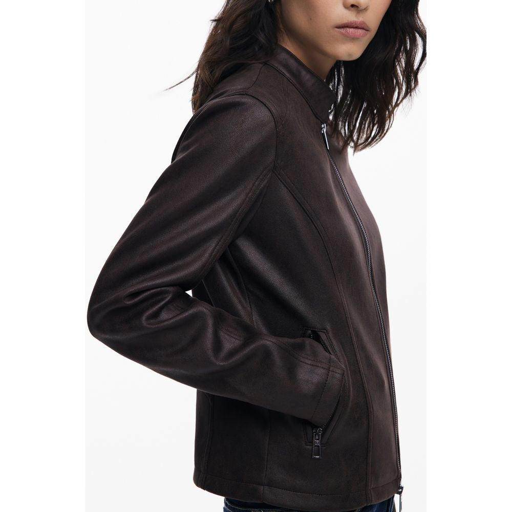 Brown Polyester Jackets & Coat