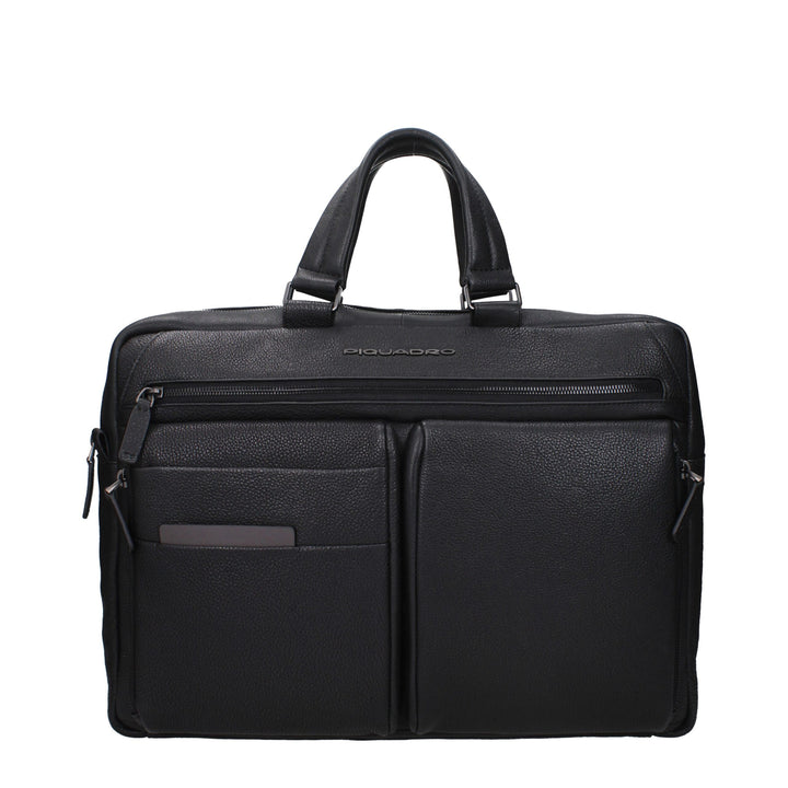 Black Leather Business And Laptop Bags