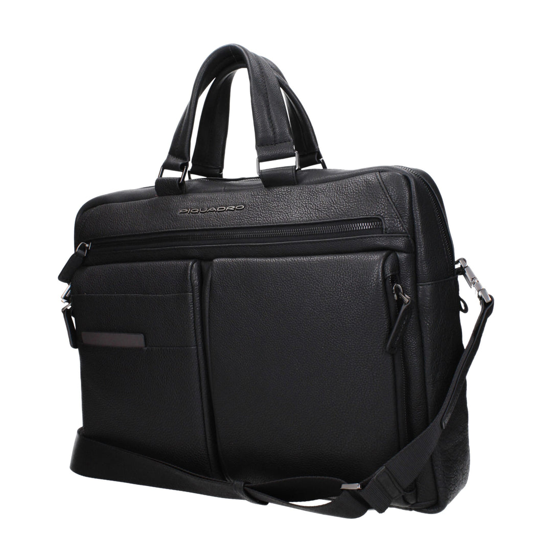 Black Leather Business And Laptop Bags